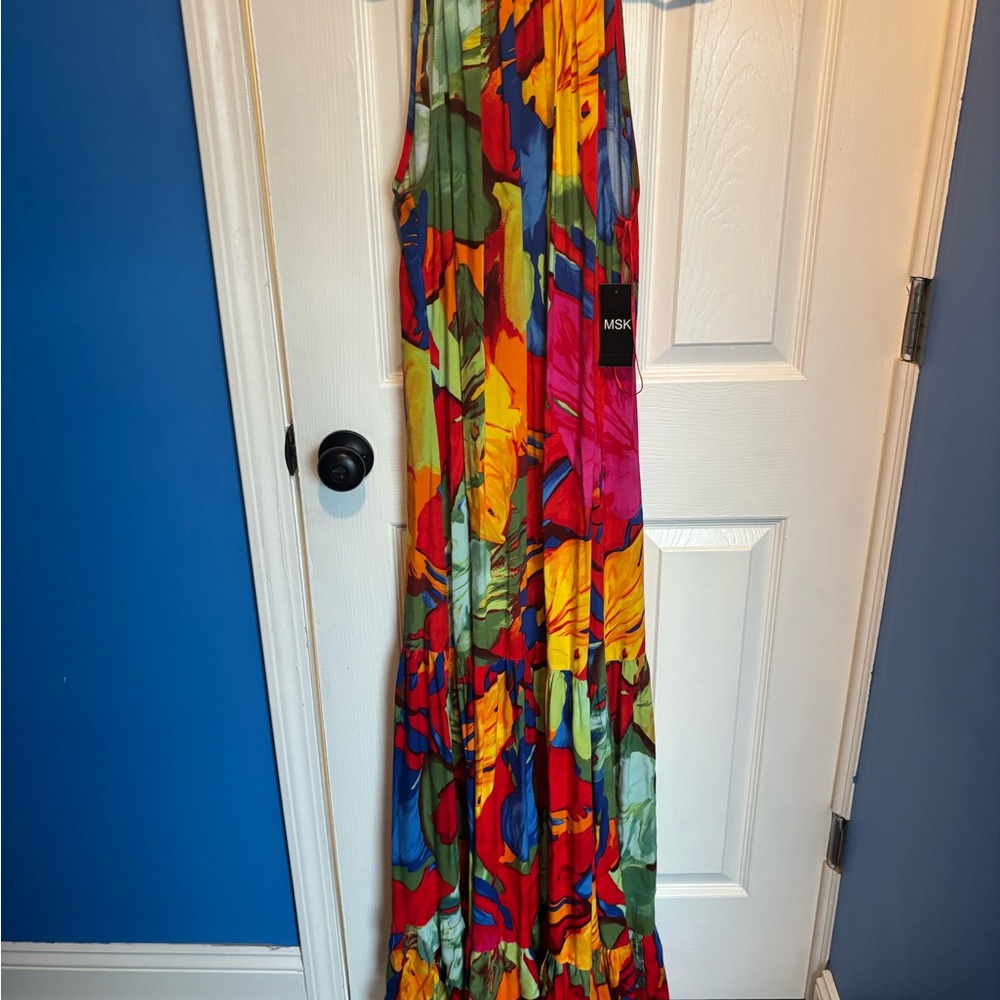 MSK Multicolor Abstract Maxi Dress